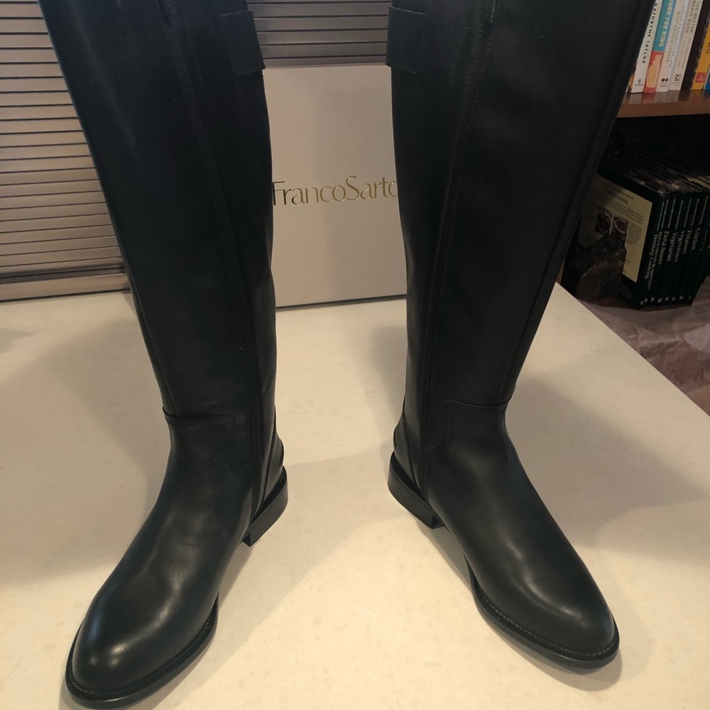 Franco Sarto black leather wide calf riding boot